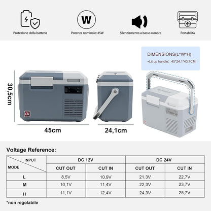 Alpicool LGMP8 8L Mini koelkast compressor Auto Koelkast, draagbare elektrische Autokoelkast 12/24V DC en 100-240V AC voor auto, vrachtwagen, camping(Batterij niet meegeleverd)