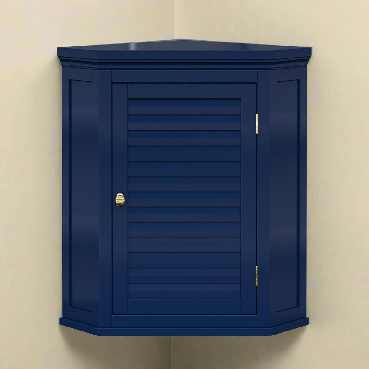 Elegant Home Fashions Glancy Hoekkast Muur Navy Lamellendeur Stijl