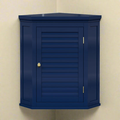 Elegant Home Fashions Glancy Hoekkast Muur Navy Lamellendeur Stijl