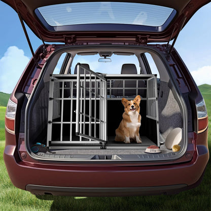 dog transport box XXL - Aluminium - lockable - transport box 97x90x70 cm - car - QUORE