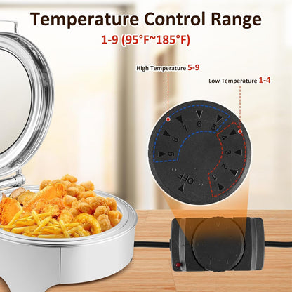 YUCHENGTECH Elektrische ronde buffetkachel, 6 l, platte boiler, roestvrij staal, professionele elektrische chafing schaal, met instelbare temperatuur en glazen deksel