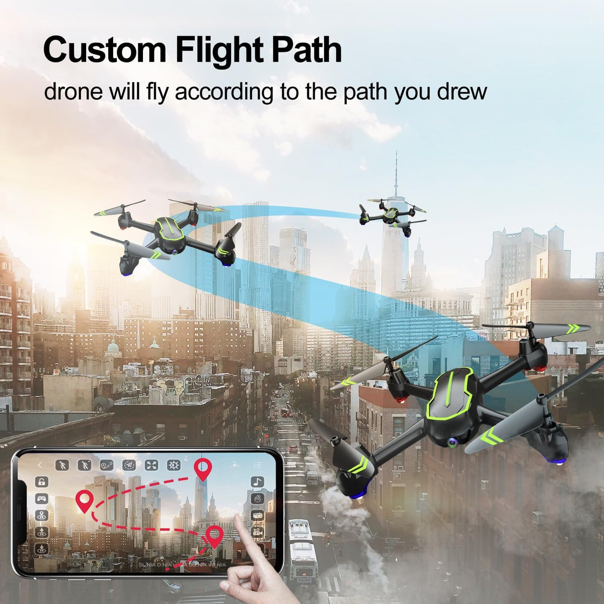 Loolinn | GPS Drone met HD 1080P Camera voor Beginnersdrone - RC Quadcopter met 1080p Camera, Volgmodus, GPS Automatische Terugkeer, 32 Minuten Vliegtijd (Cadeau voor Beginners)
