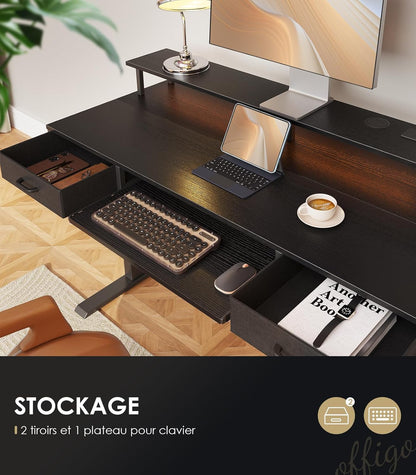 Bureau Verstelbaar – Zit-sta Bureau – Elektrisch Bureau – Computerbureau – Schrijftafel – In Hoogte Verstelbaar 78-120 cm – Met 2 Lades en USB Poorten