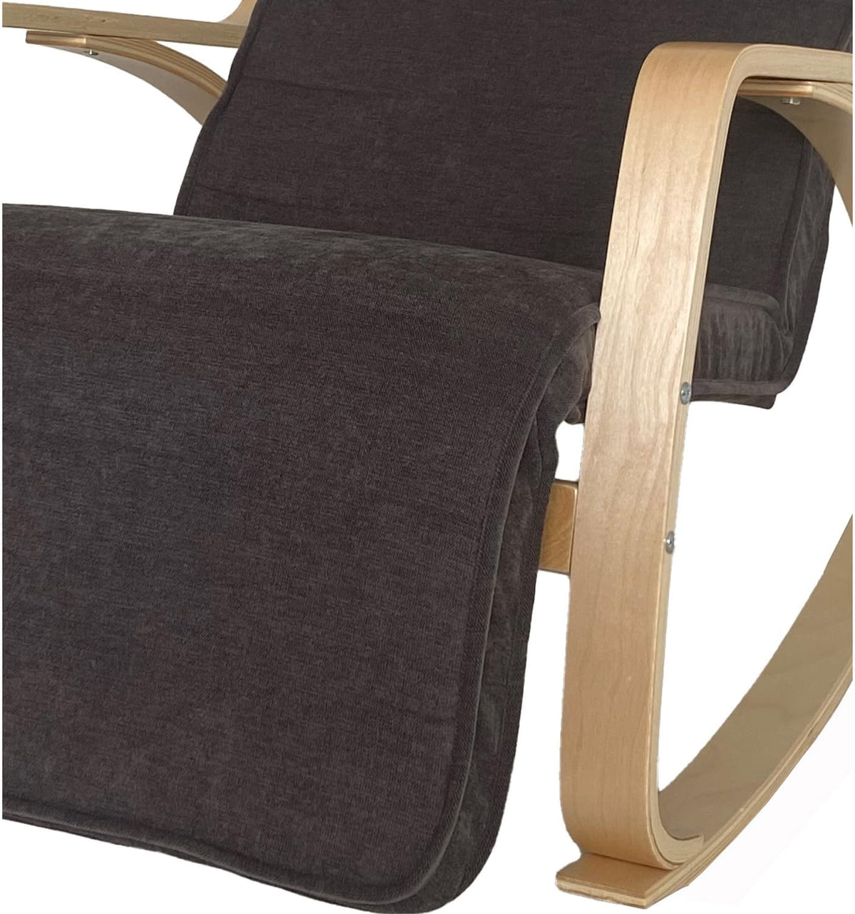 WeHome Swing Amor Schommelstoel met armleuningen van hout, Rocking Chair, schommelstoel met verstelbare voetensteun, woonkamerstoel, slaapkamerstoel (stof, donkergrijs)