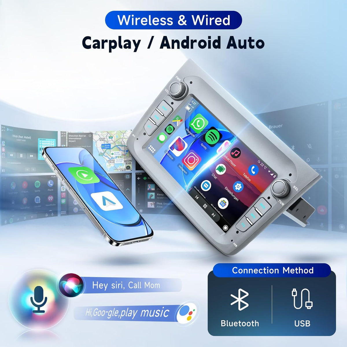 2G+64G Autoradio Android 15 voor Alfa Romeo MITO 2008-2016, 7 Inch HD Aanraakscherm Autoradio met Draadloze Carplay Android Auto GPS Wi-Fi 2USB Bluetooth FM RDS Radio Camera