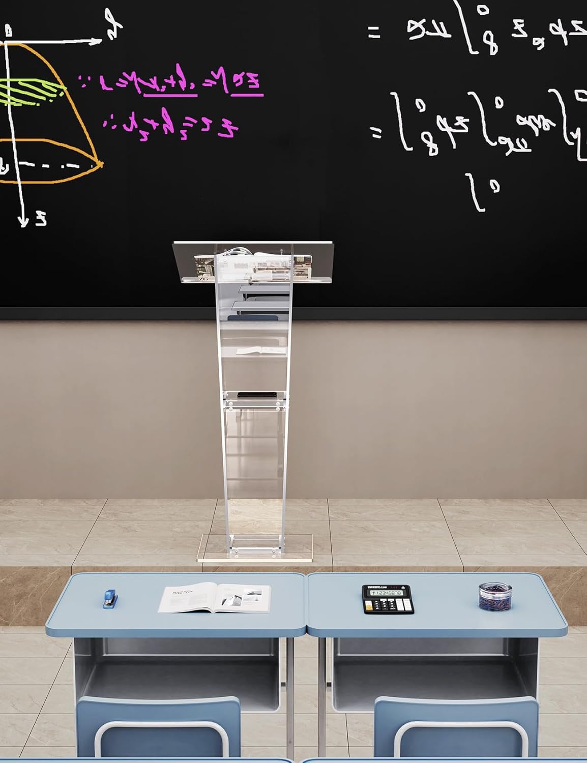 Acryl podium – Spreekgestoelte – Lessenaar – Preekstoel – Katheder – Transparant acryl – Extra opbergplank