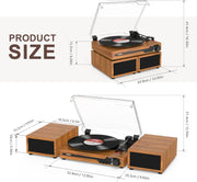 Platenspeler - Geïntegreerde Luidsprekers - Vintage Fonograaf - met Bluetooth 5.3 Ondersteunt - 2 Dubbele Stereoluidsprekers - 3 Snelheden - AUX - RCA - USB - Draadloos Afspelen - Hout - Goud