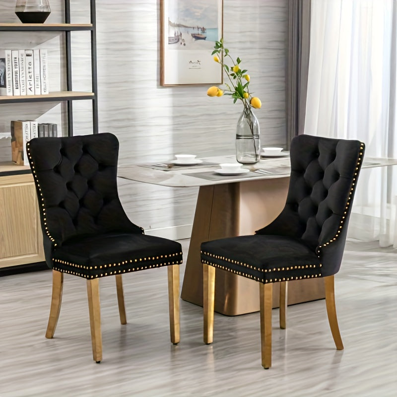 Eetkamerstoelen – Stoelen – Armstoel – Dining Chairs – Zithoekstoelen – Metalen Frame – Katoenen Bekleding – Set Van 2 – Beige Met Gouden Poten – Comfortabele Armleuningen – Eenvoudig Schoon Te Maken