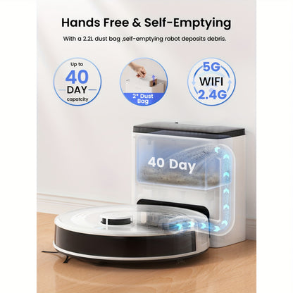 Robotstofzuiger – Dweilrobot – Automatische Stofzuiger – Slimme Zuiger – Laser Navigator – 3200 mAh Batterij – Wi-Fi Bedienbaar – Wit