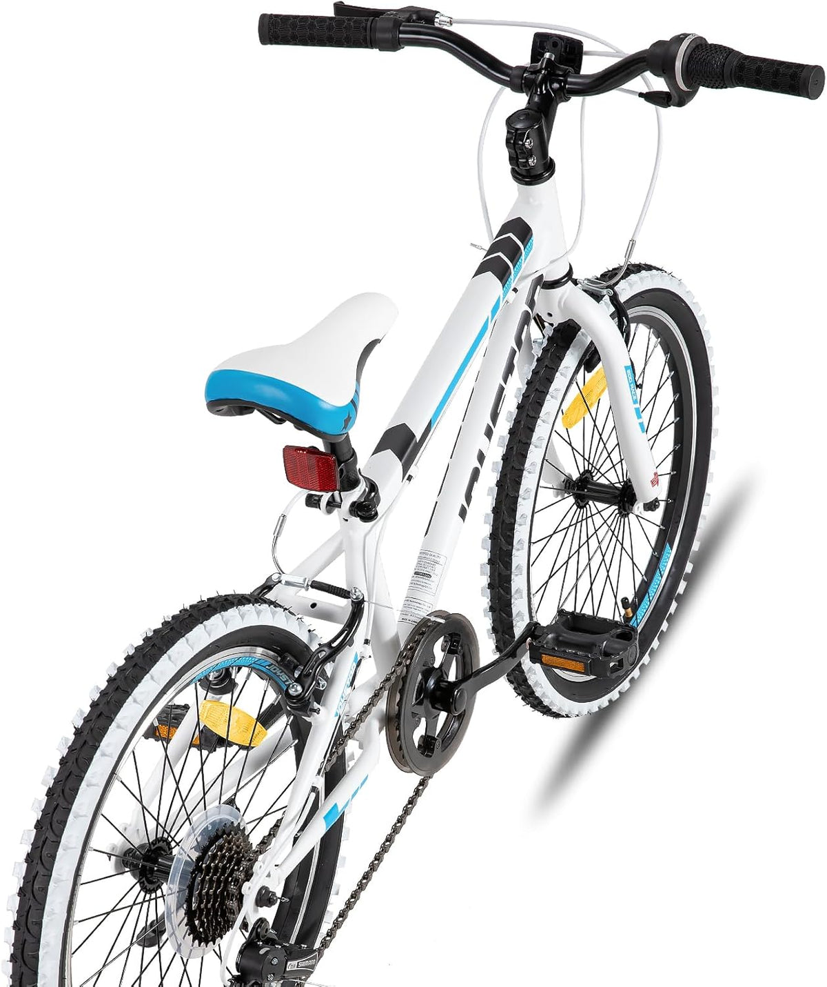 JOYSTAR Lubbock Kinderfiets, 20, 24 inch, voor jongens en meisjes van 7 tot 12 jaar, hardtail mountainbike voor kinderen, met 1 versnellingen/7 versnellingen, witte wand-knbby-banden, kinderfiets