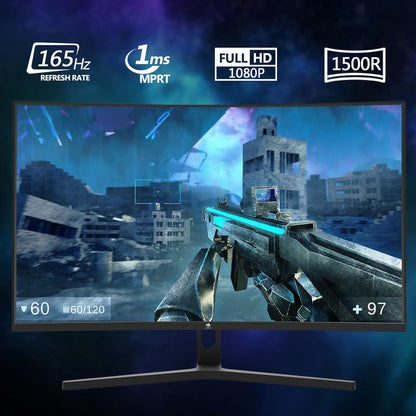 Z-Edge Gaming Monitor Curved 27'' 165Hz, 1ms, FreeSync, 1080P, 16:9 LED Gaming Monitor Ultra-Thin Bezel, 1500R VA, Adjustable Tilt, 2*HDMI2.0 & DP1.4, VESA 100 * 100mm(HDMI Cable Included)