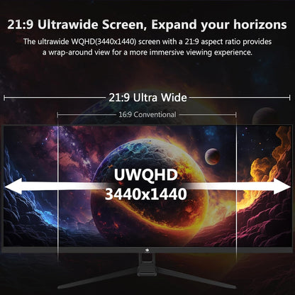 Z-Edge Gaming PC Screen 34'', UWQHD(3440x1440), 165Hz, IPS Panel, 1ms, Ultrawide Monitor 21:9, FreeSync, 300cd/m², 2*DP1.4 & HDMI2.0, RGB, Adjustable Slope, VESA 75 * 75mm (DP cable included)