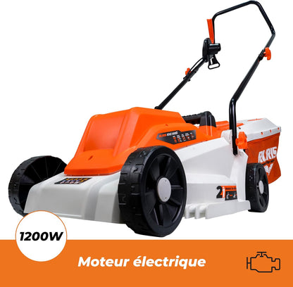 RURIS Elektrische grasmaaier RXE1200, 1200 W, maaibreedte 320 mm, in hoogte verstelbaar 25/45/60 mm, opvangbak 30 l, 3100 omw/min