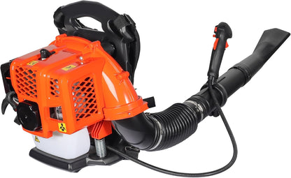 Wiltec bladblazer op benzine 1,7 pk, rugbladblazer met 2-takt-motor, blazer voor bladeren en tuin, tuingereedschap voor bladblazen met bedieningselement aan handgreep incl. mondstukken
