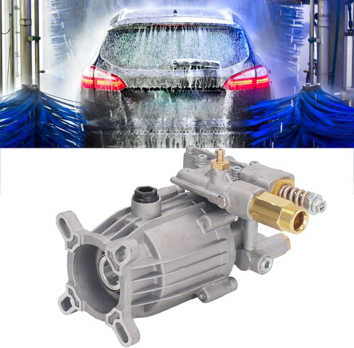 Hogedrukreinigerpomp – Wasmachinepomp – Drukpomp – Waterpomp – Hogedrukmotor – 3/4 Inch Horizontale As – Gegoten Aluminium – Verstelbare Druk 2610-3000 PSI