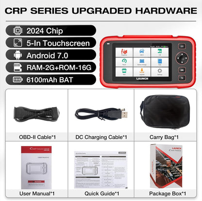 LAUNCH CRP129e Plus OBD2 Car Diagnostic Tool with All System, 12+Reset ABS/EPB/DPF/SAS/TPMS Reset/Battery Balance/Injector Coding/Oil/Throttle Valve, Lifetime Software Update