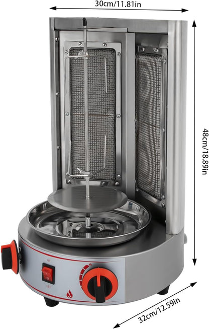 CG-25Q Electric Vertical Rotisserie with Gas Kebab Machine 4.3 kW Stainless Steel Table Grill Kebabs Stainless Steel Table Grill Kebab Grill Kebab Grill - QUORE