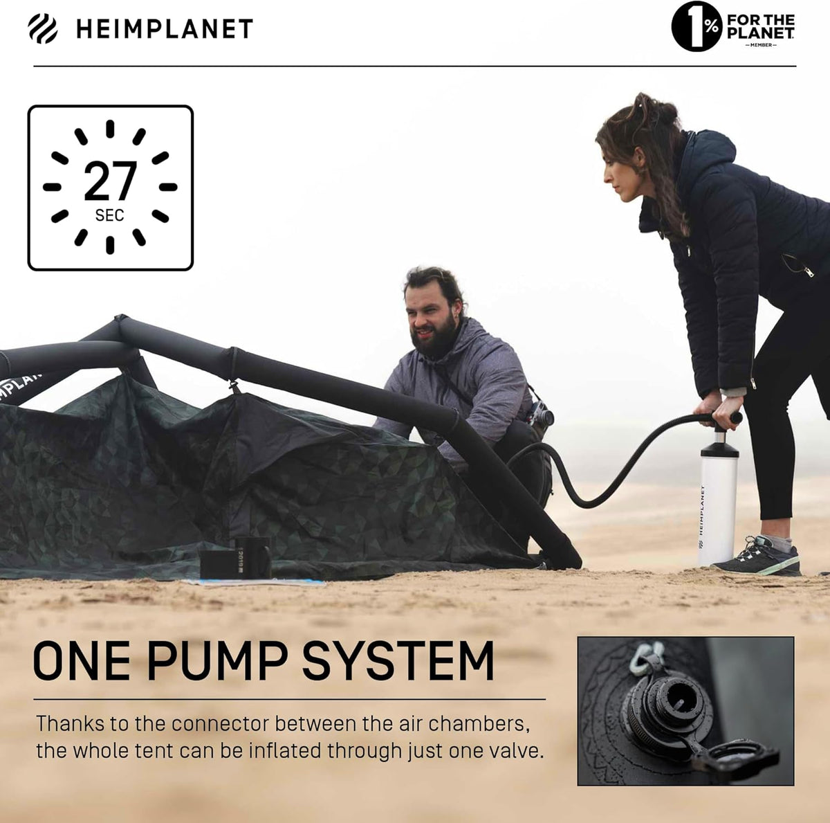 HEIMPLANET Origineel | 2022 The Cave tent voor 2-3 personen | Opblaasbare campingtent | Buitentent en tentvloer - Waterkolom 5000 mm | Ondersteunt 1% voor de planeet