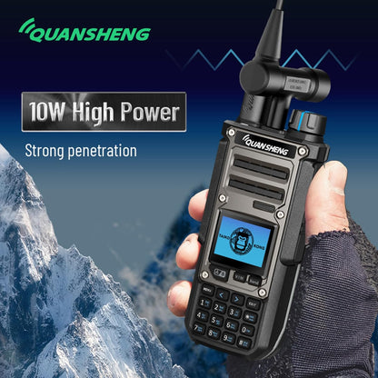 HYS Quansheng TK-11(8) 10W VHF/UHF Walkie Talkie, Type-C oplaadpoort en 3000 mAh accu, 999 kanaalnummers, spectrum-analysator, professionele twee-weg radio met koptelefoon