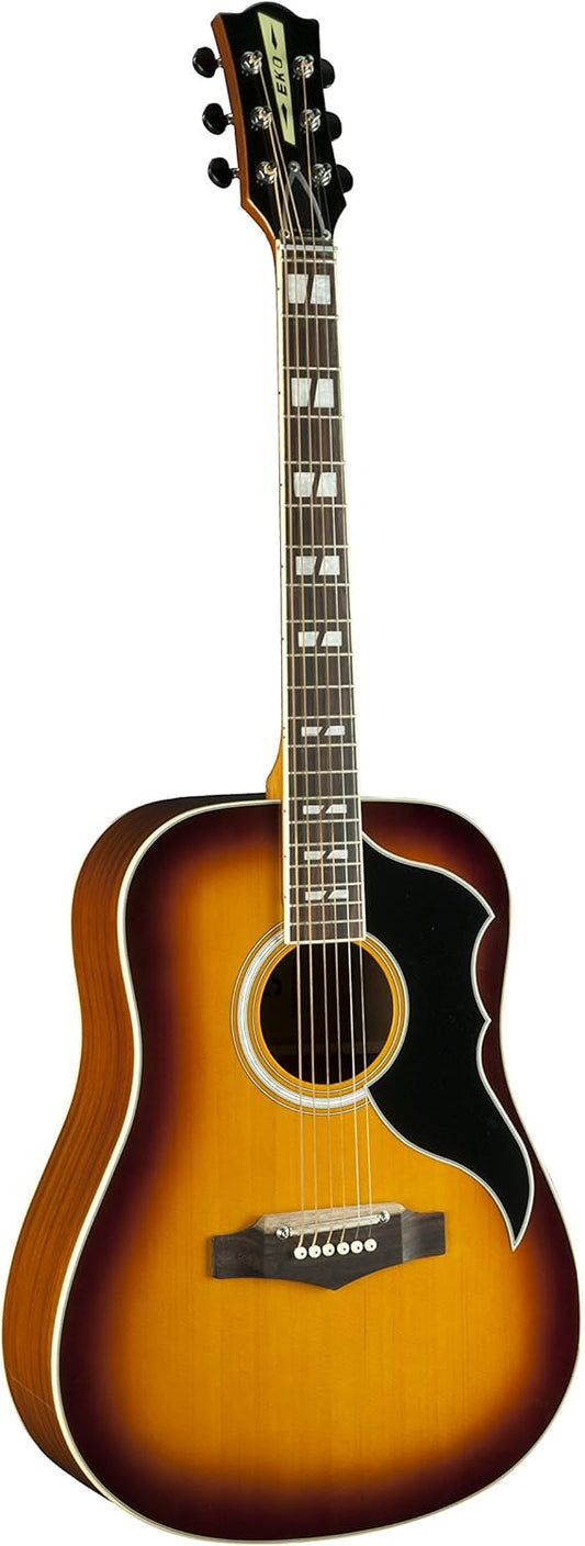 EKO Guitars Ranger VI VR Eq, elektrische akoestische gitaar, vintage Reissue serie, plafond van sparrenhout, kozijnen en bodem van mahonie, hals van mahonie, toets uit Zuid-Amerikaans roupana, kleur