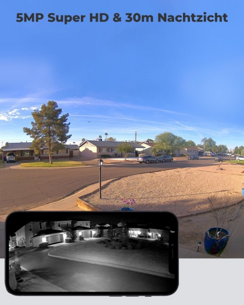 Beveiligingscamera - WiFi-beveiligingscamera - Camerabewaking - Draadloos - voor Buiten - 2.4-5GHz WiFi - CCTV - IP-camera - met Persoon - Voertuigdetectie - IP66 - Nachtvisie - met Bewegingsdetectie - Micro-SD Kaartsleuf - Timelapse - Zwart