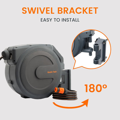 Intrekbare Slanghaspel – Tuinslanghaspel – Slanghouder – Tuinslangoproller – Automatische Slanghaspel – 25+2 Meter – 180° Draaibaar Met 7-in-1 Sproeikop
