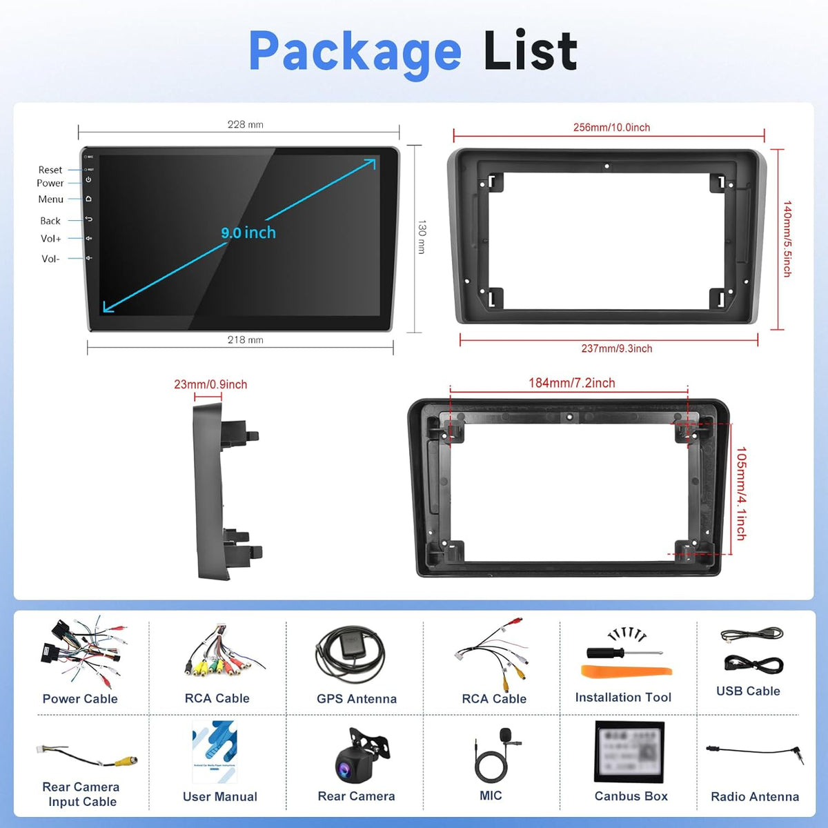 9-inch touchscreen autoradio voor Audi A3 2008-2012, Podofo CarPlay autoradio 2G+64G met draadloze Android Auto, BT/GPS/WiFi/FM/RDS/SWC/HiFi/USB+achteruitrijcamera