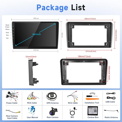 9-inch touchscreen autoradio voor Audi A3 2008-2012, Podofo CarPlay autoradio 2G+64G met draadloze Android Auto, BT/GPS/WiFi/FM/RDS/SWC/HiFi/USB+achteruitrijcamera