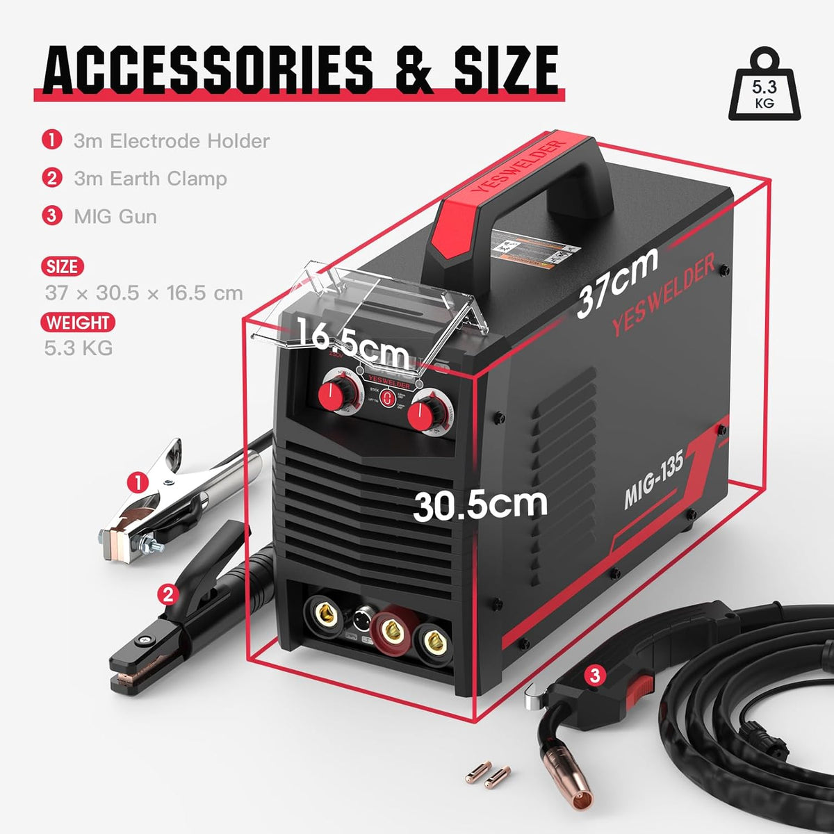 YESWELDER 135Amp MIG Lasser Gasloze 230V Flux Kern Lasapparaat Flux MIG/Lift TIG/Stick 3-in-1 Lasmachine IGBT Inverter Lasser