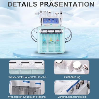 Hydrogen Oxygen Beauty Machine – Professioneel Gezichtsverzorgingsapparaat – Huidverzorgingsapparaat – Schoonheidsapparaat – Beauty Spa Apparaat – 7-in-1 met 6 functiekoppen – Waterstof- en zuurstoftechnologie