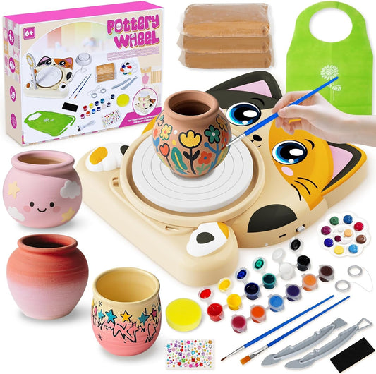 Insnug Aardewerk wiel voor kinderen - Aardewerk kunst en ambachten voor kinderen van 8-12 jaar met 3-pack schilderset luchtdroge klei kunstbenodigdheden speelgoed voor meisjes jongen kerstcadeau voor