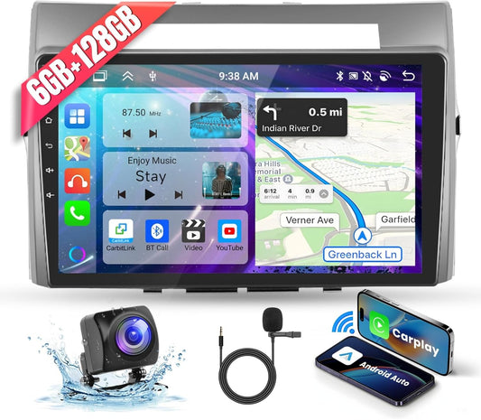 【6G+128G 8-Core】Podofo 9" autoradio Bluetooth voor Toyota Corolla Verso AR10 2004-2009 Carplay Android Auto Wireless, WiFi GPS Navi RDS/FM DSP, Android 13 radio 2 din met AHD achteruitrijcamera