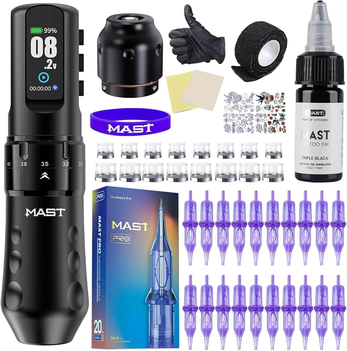 Draadloze Tattoo Machine – Tattoo Pen – Tatoeage Machine – Permanente Make-up Machine – Tattoo Gun – 7 Instelbare Naalddieptes – Lichtgewicht & Ergonomisch Handvat 38,5 mm