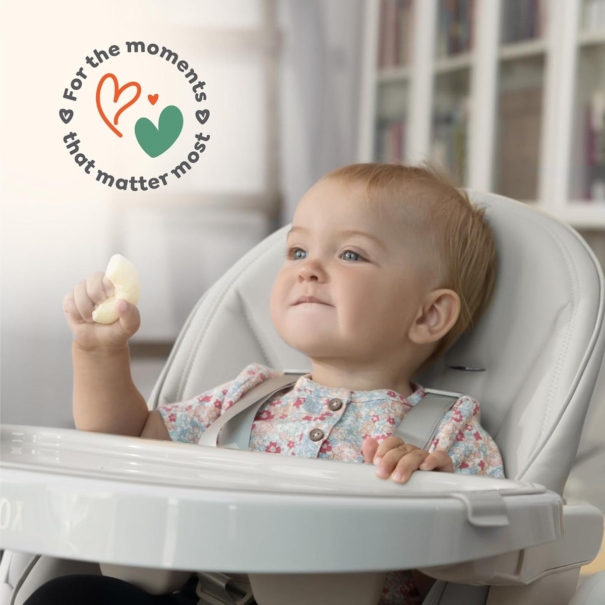 Adjustable, Collapsible, Baby High Chair with Toy Arch - Baby Highchairs with 7 different heights, Adjustable seat with 5 different positions - High chairs, Removable tray, Clean to sweep, Comfortable - QUORE