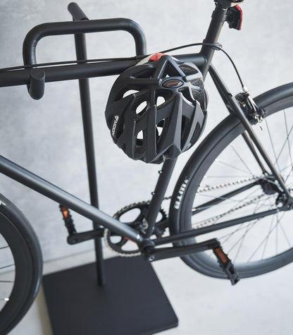 Yamazaki 1966 TOWER Bicycle Stand, black, Steel / Polypropylene / Silicone, 38 x 33 x 94 cm