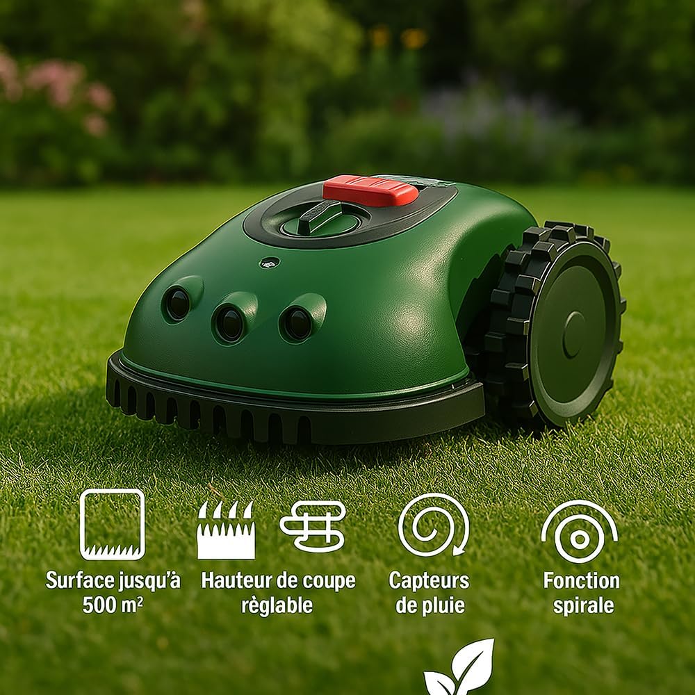 Robotmaaier – Grasmaaier – Automatische Maaier – Tuinrobot – Mulchmaaier – Instelbare Maaihoogte 2-6 cm – Geschikt Tot 500 m² Met Spiraalfunctie En Regensensor