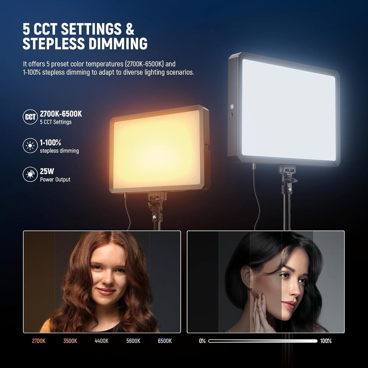 Led-Videolichtset Set van 2 – Videolamp – Studiolamp – Paneellamp – Fotolamp – 320 Leds Per Lamp – Dimbaar 1-100% En 2700-6500 K