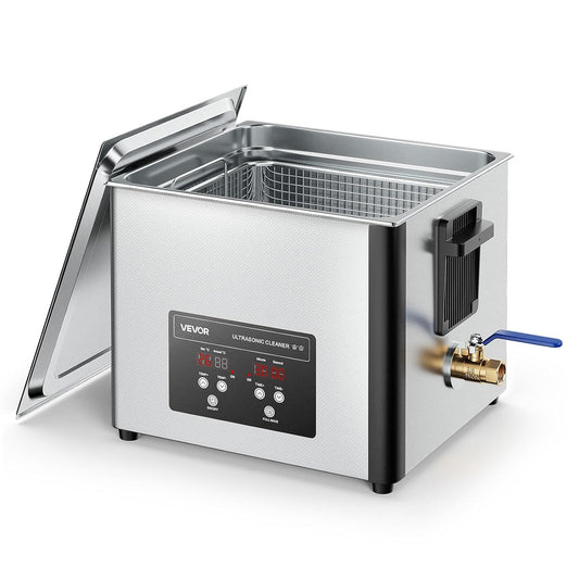 VEVOR 15L Ultrasonic Cleaner, Professional Ultrasonic Cleaner with Cleaning Basket and Digital Display, 240 W Stainless Steel, 40 KHz Industrial Cleaning Machine for Parts - QUORE