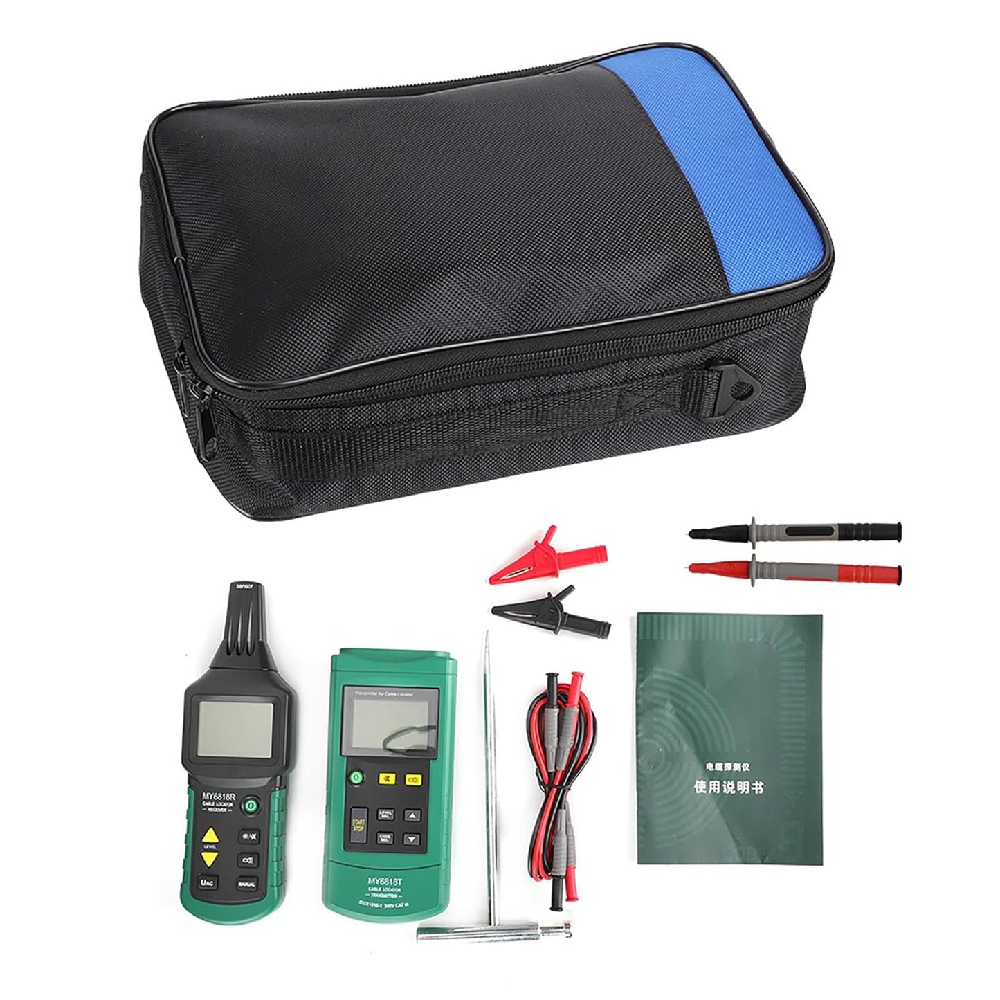 Akozon MS6816 Draadloze testkabel, netwerkkabel, tracker, metalen buis voor positionering van detectoren, netwerkkabel, tester