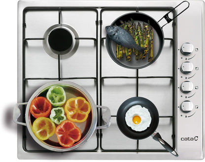 Gasfornuis – Gaskookplaat – Kookplaat – Gaspitten – Kooksysteem – 4 Geëmailleerde Branders – Elektronische Ontsteking – Veiligheidskleppen – 58 cm Breed – 8 kW Vermogen