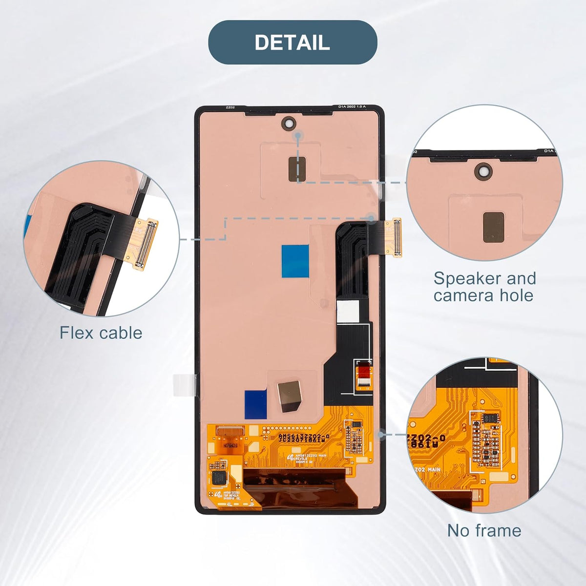 Vervangend lcd-display, compatibel met Google Pixel 7A GWKK3 GHL1X 6,1 inch lcd-display, touchscreen, montage met tools, ondersteuning voor vingerafdruk (met frame)