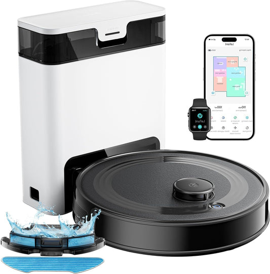 Robotstofzuiger – Robotstofzuiger met dweilfunctie – Robotvacuum – Automatische Stofzuiger – Dweilrobot – Laser Navigatie – 6000 Pa Zuigkracht – Automatisch Legstation 2,7L - QUORE