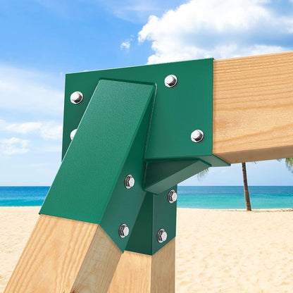BeneLabel 2 stks Swing Frame Beugel, Heavy Duty Swing Hoek End Montagebeugels 100 Graden Speeltuin Klimmen Frame Hout Post Staal Driehoek Hardware DIY Kit voor Beam (143 x 95mm) & Been (95 x 95mm)