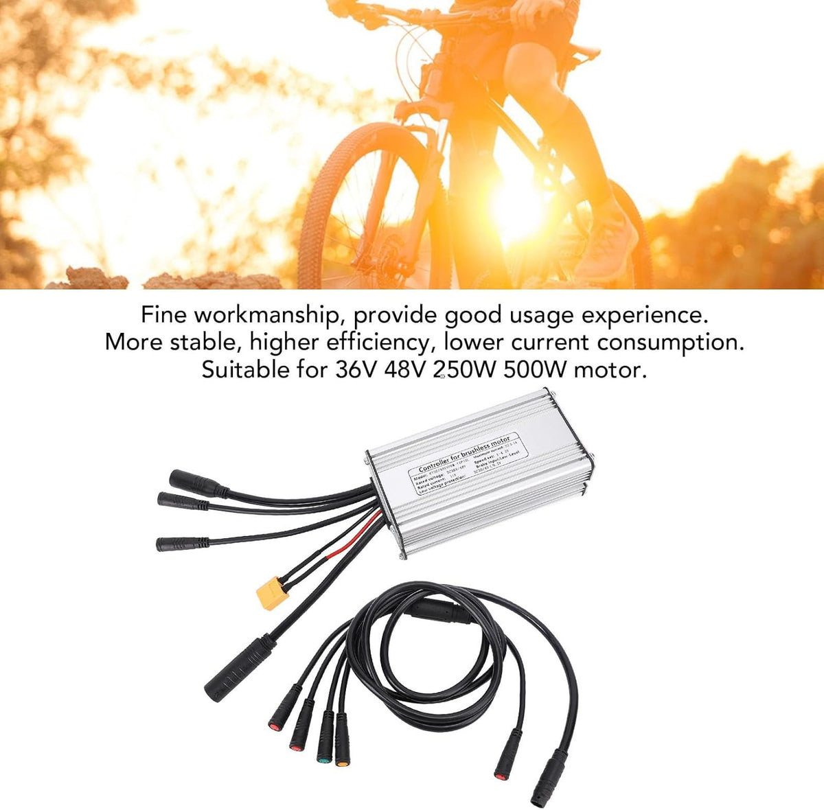 36V 48V Electric Bike Controller Kit, 22A Speed Controller Square Billow Controller Sine Billow Controller met lichte kabel 1 tot 5 kabel voor mountainbike