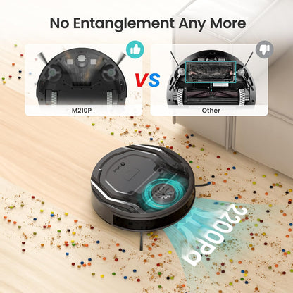 LEFANT M210P Robotstofzuiger met afstandsbediening, 7,8 cm dik, 28 cm diameter, spraakbediening, automatisch opladen, ideaal voor harde vloeren met dierenharen