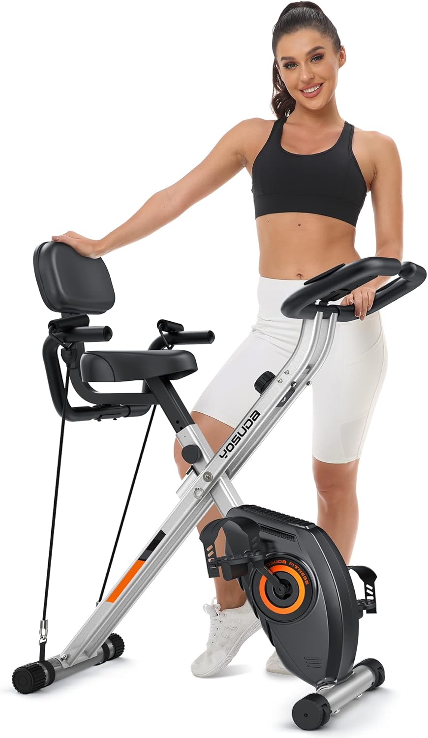 Opvouwbare hometrainer – Vouwfiets – Fitnessfiets – Trainfiets – Cardiofiets – Compact en ruimtebesparend – 3-in-1 training met magnetische weerstand