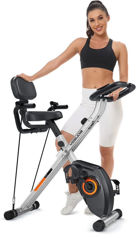 Opvouwbare hometrainer – Vouwfiets – Fitnessfiets – Trainfiets – Cardiofiets – Compact en ruimtebesparend – 3-in-1 training met magnetische weerstand