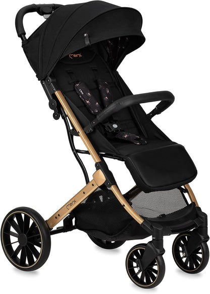 MoMi ESTELLE PLUS LIGHT kinderwagen vanaf 6 maand (tot 22 kg), inklapbare buggy met 5-punts veiligheidsgordel, boodschappenmand en ligfunctie, telescopische stang om te trekken, staat na het inklappen