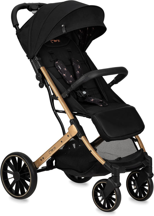 MoMi ESTELLE PLUS LIGHT kinderwagen vanaf 6 maand (tot 22 kg), inklapbare buggy met 5-punts veiligheidsgordel, boodschappenmand en ligfunctie, telescopische stang om te trekken, staat na het inklappen