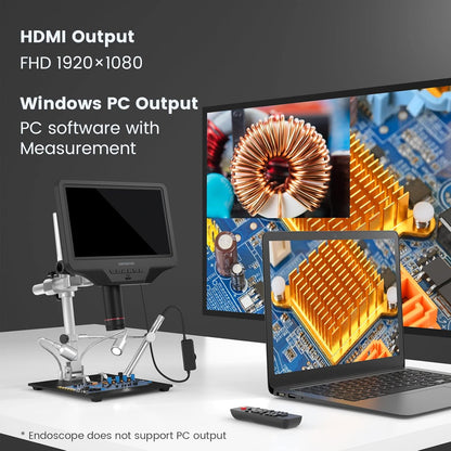 Andonstar AD409 Pro HDMI digitale microscoop met endoscoop, 10,1 inch LCD-scherm soldeermicroscoop, 300X USB elektronische microscoopcamera voor PCB-solderen, muntenverzameling, ondersteunt Windows-pc